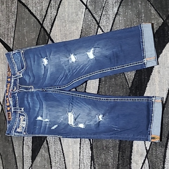 ROCK REVIVAL BORIS EASY-FIT CROP METALLIC EMBROIDERED RHINESTONES DENIM … - Picture 5 of 16